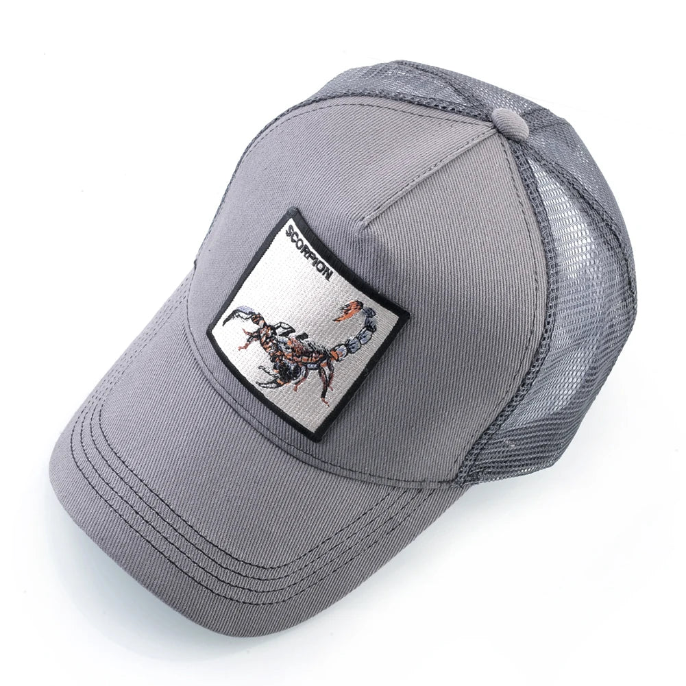 Streetwear Trucker Caps With Scorpion Patch Men's Snapback Hip Hop Baseball Cap For Women Four Seasons Fashion Casquette Hats