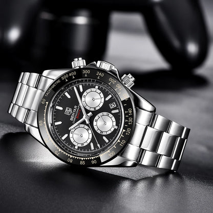 Zegarki męskie BENYAR – luksusowy chronograf, model sportowy, wodoodporny, ze stali nierdzewnej, z mechanizmem kwarcowym