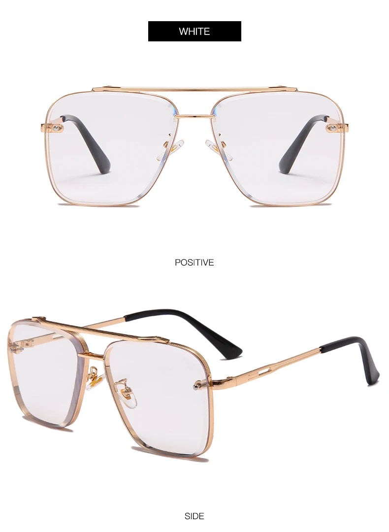 Classic Square Sunglasses Cool Men Vintage Luxury Brand Design Metal Sun Glasses Women Shades UV400 Oculos De Sol