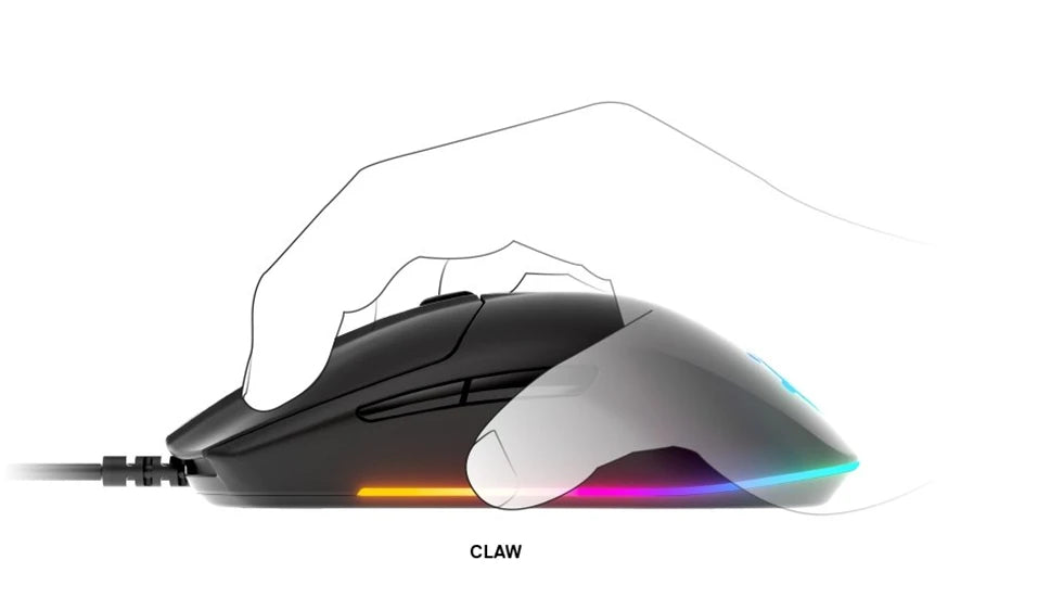 SteelSeries Rival 3 Gaming Mouse with TrueMove Core Optical Sensor, 8,500 CPI, 6 Programmable Buttons, Prism RGB Wired Gaming Mouse