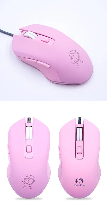 UTHAI DB49 Wired Pink Gaming Mouse, Cute RGB Wired Gaming Mouse with 3200 DPI, Silent USB Computer Mouse for PC, Laptop & Office