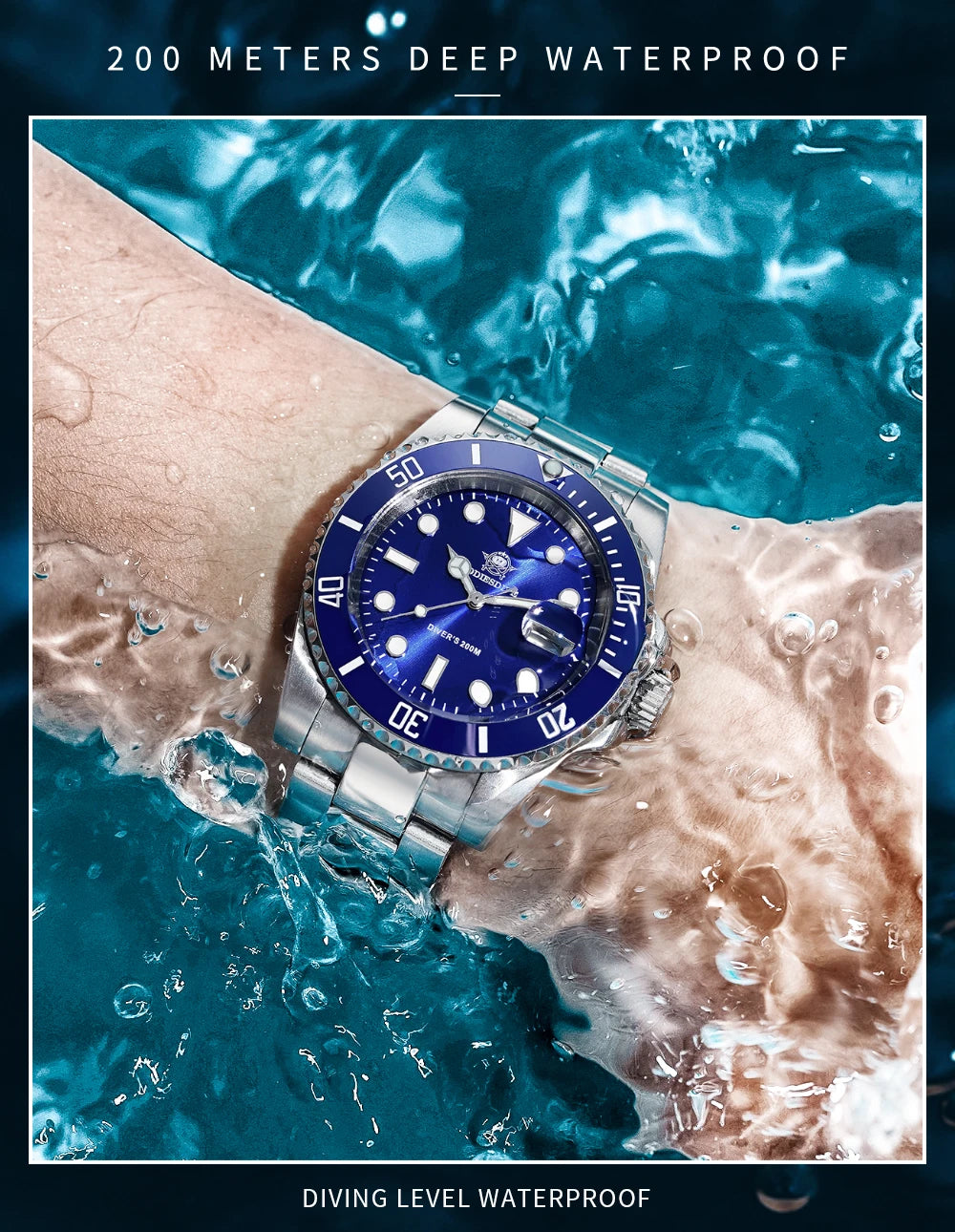 ADDIESDIVE klassische Herrenuhr mit Keramiklünette, 200m wasserdicht, lässige Quarzuhr mit BGW9 blauer Leuchtmasse, Geschenkuhr MY-H3-2