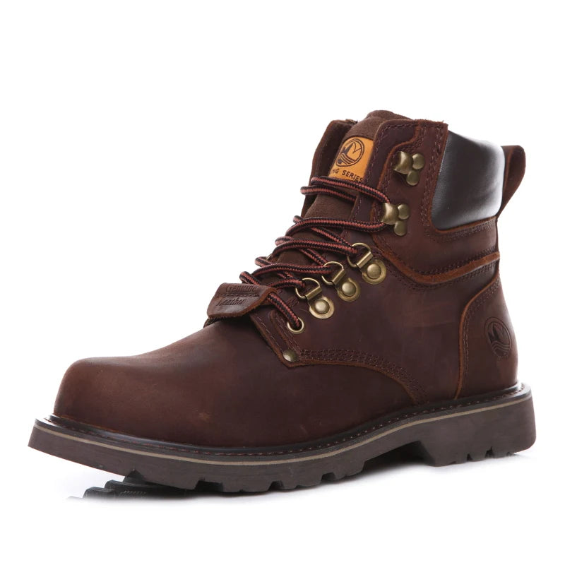KOWM Scarpe da trekking da uomo in pelle bovina per attività all'aperto, impermeabili, tattiche, scarpe da deserto, stivali da caccia, stivali da neve, sneakers con pelliccia, scarpe da trekking da donna