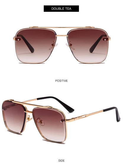 Classic Square Sunglasses Cool Men Vintage Luxury Brand Design Metal Sun Glasses Women Shades UV400 Oculos De Sol