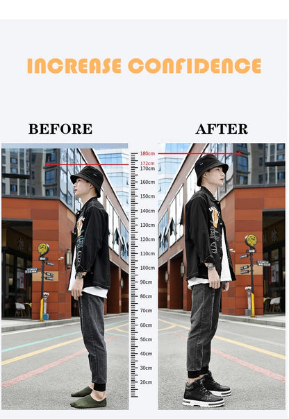 FUQIAO New High Top Elevator Shoes Casual Men Sneakers Heightening Height Increase 8cm Cow Split Leather Leisure Designer Shoes