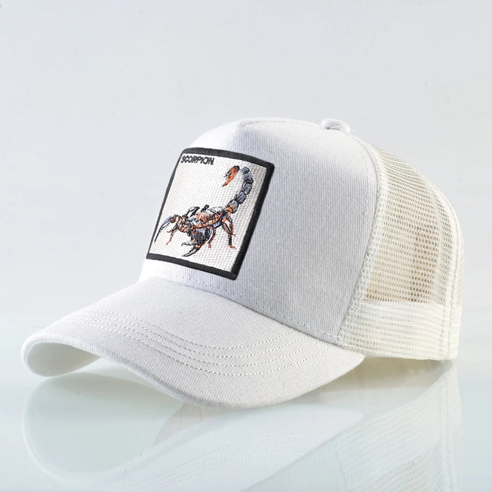 Streetwear Trucker Caps With Scorpion Patch Men's Snapback Hip Hop Baseball Cap For Women Four Seasons Fashion Casquette Hats