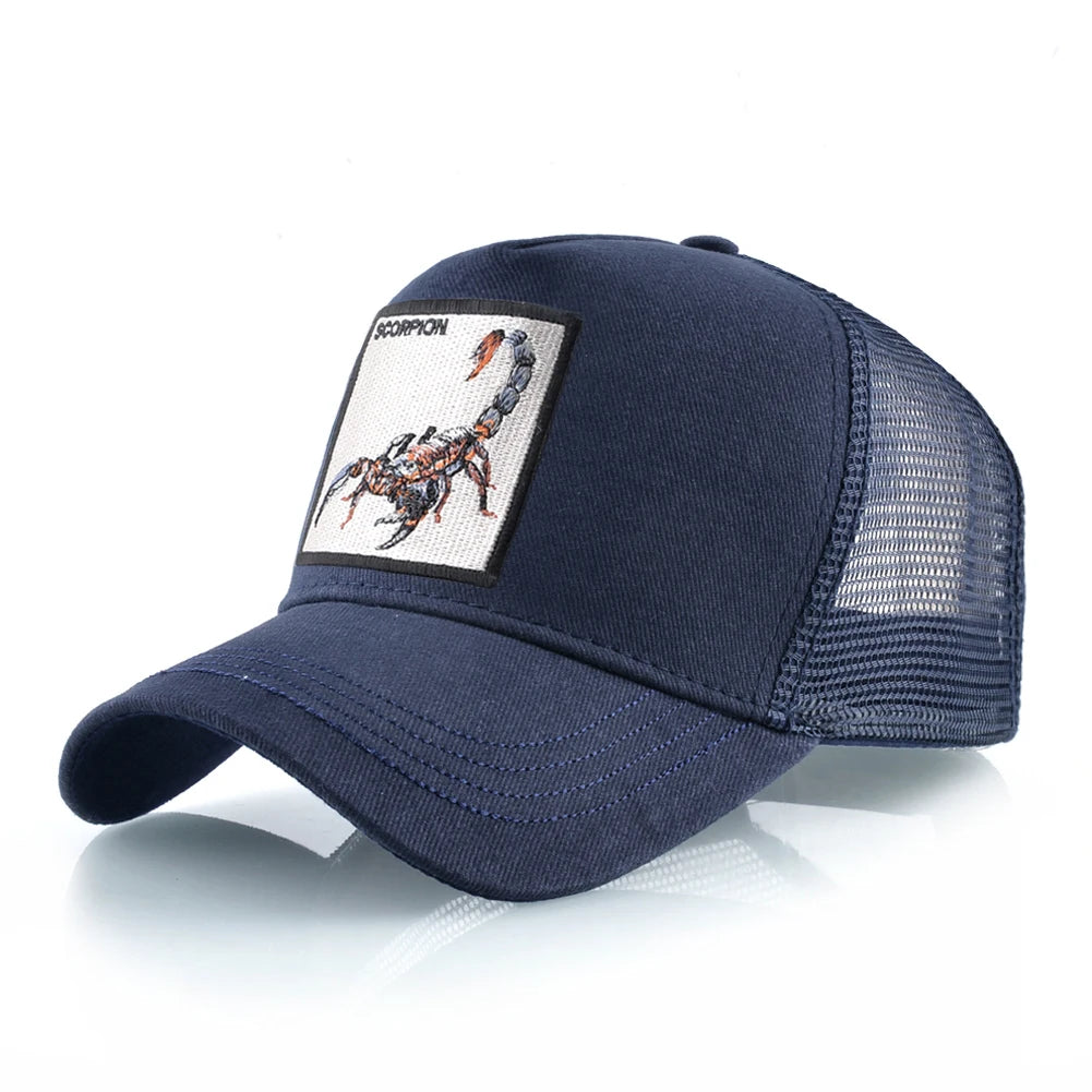 Streetwear Trucker Caps With Scorpion Patch Men's Snapback Hip Hop Baseball Cap For Women Four Seasons Fashion Casquette Hats