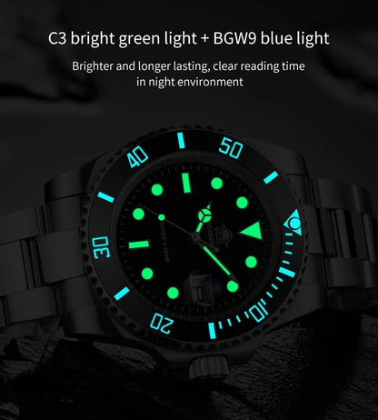 ADDIESDIVE klassische Herrenuhr mit Keramiklünette, 200m wasserdicht, lässige Quarzuhr mit BGW9 blauer Leuchtmasse, Geschenkuhr MY-H3-2