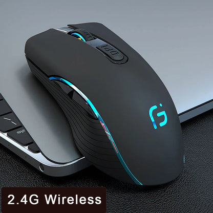 Rechargeable Wireless Bluetooth Mouse, Silent Ergonomic Wireless Mouse with 2400 DPI for Laptop, MacBook, iPad, Tablet, PC & Office