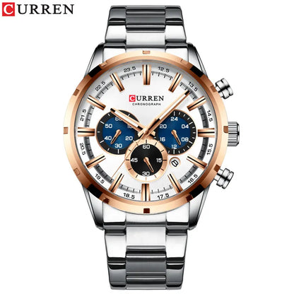 Curren Herrenuhr mit blauem Zifferblatt, Edelstahlarmband und Datumsanzeige – wasserdichte Business-Armbanduhr für Herren im Luxus-Stil