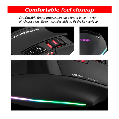 ZELOTES C-13 RGB Gaming Mouse, 10000 DPI Wired Gaming Mouse with 13 Programmable Buttons, RGB Backlit USB Gaming Mouse for PC & Desktop