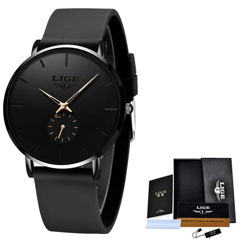 LIGE herenhorloge – Sportieve en trendy stijl, luxemerk, waterdicht, strak en ultradun ontwerp, quartzhorloge voor heren.
