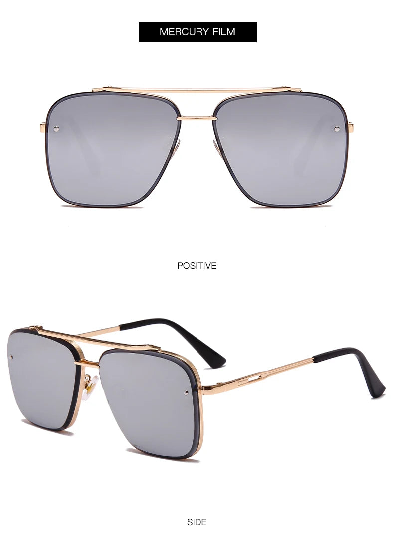 Classic Square Sunglasses Cool Men Vintage Luxury Brand Design Metal Sun Glasses Women Shades UV400 Oculos De Sol