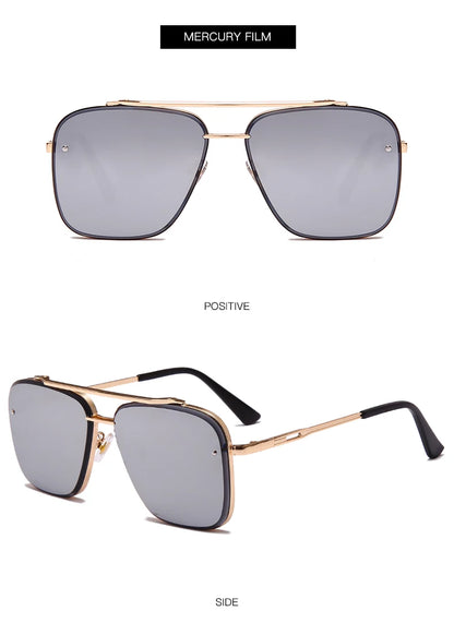 Classic Square Sunglasses Cool Men Vintage Luxury Brand Design Metal Sun Glasses Women Shades UV400 Oculos De Sol