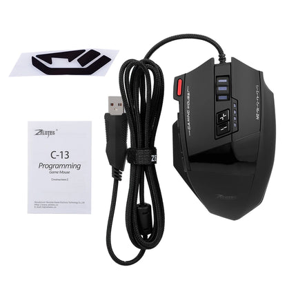 ZELOTES C-13 RGB Gaming Mouse, 10000 DPI Wired Gaming Mouse with 13 Programmable Buttons, RGB Backlit USB Gaming Mouse for PC & Desktop