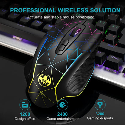 2,4G wiederaufladbare kabellose Gaming-Maus, Computermaus, USB, ergonomische Maus mit RGB-Hintergrundbeleuchtung für Laptop und PC