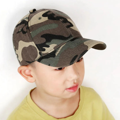 Cappellini estivi in cotone per bambini in stile mimetico, cappellini da caccia nella giungla, cappellini da baseball regolabili in stile hip-hop per neonati, maschietti e femminucce