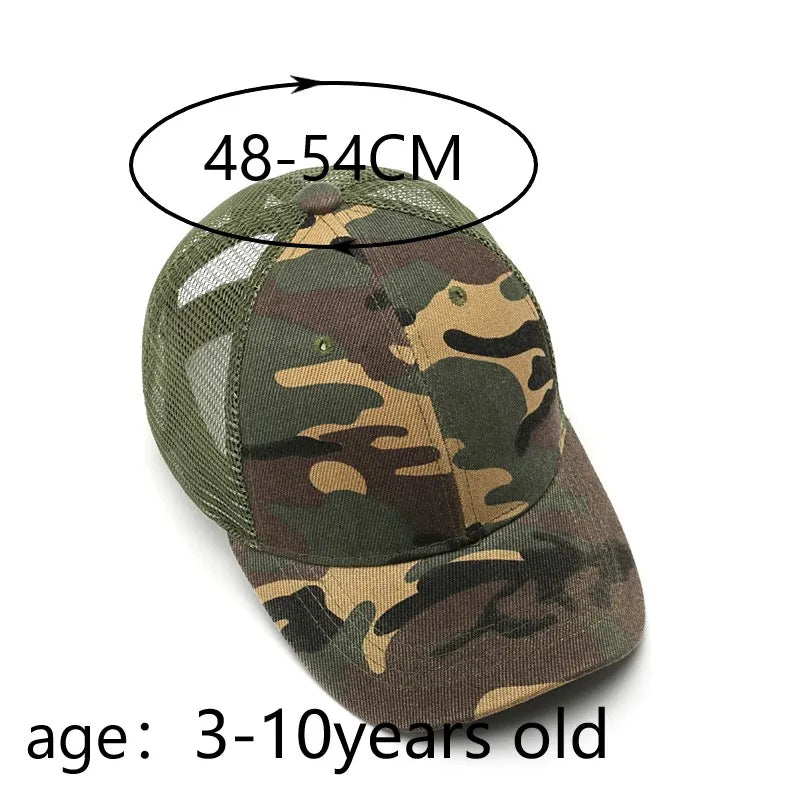 Summer 3-10 Years Old Parent Child All Match Camouflage Mesh Baseball Caps Baby Outdoor Casual Sunscreen Breathable Sunshade T30