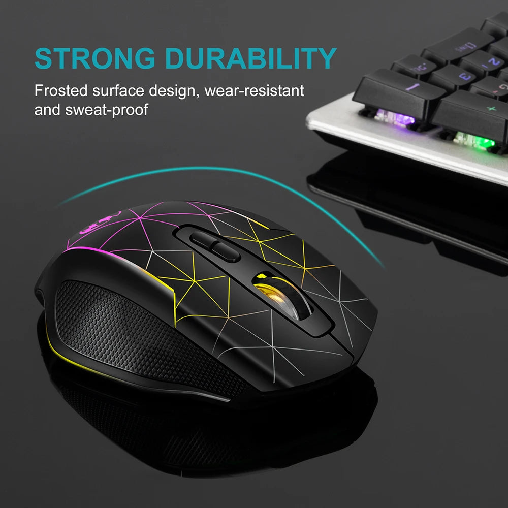 2,4G wiederaufladbare kabellose Gaming-Maus, Computermaus, USB, ergonomische Maus mit RGB-Hintergrundbeleuchtung für Laptop und PC