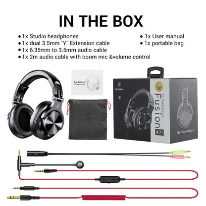 OneOdio A71 Wired Over Ear HiFi Studio DJ Headphones with Mic – Professional Monitoring Gaming Headset with Deep Bass
