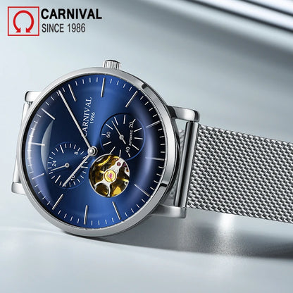 Relógio mecânico para homem Carnival – Relógio de pulso automático de luxo com vidro de safira
