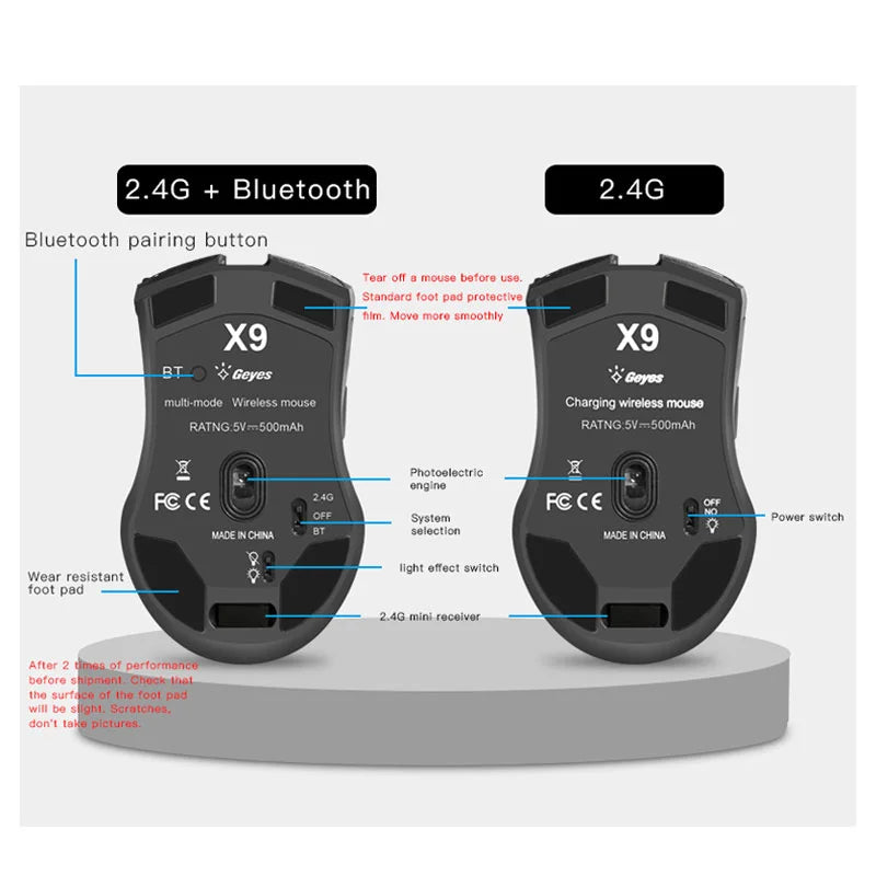 Rechargeable Wireless Bluetooth Mouse, Silent Ergonomic Wireless Mouse with 2400 DPI for Laptop, MacBook, iPad, Tablet, PC & Office