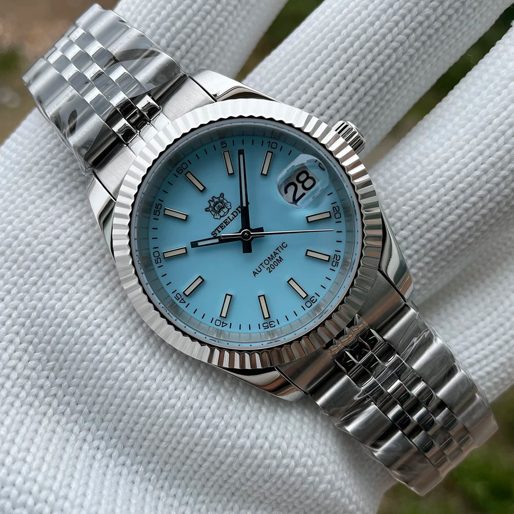STEELDIVE Turquoise SD1933 Water Ghost Watch 200m Waterproof Sapphire Date NH35 Automatic mechanical Watch with Bracelet