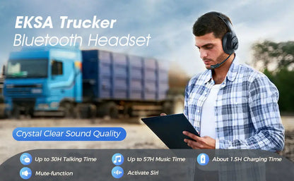 EKSA H1 Bluetooth 5.0 Headset Wireless Headphones With Mic Ai ENC Noise Cancelling Office Earphones For Driver Call Center Skype