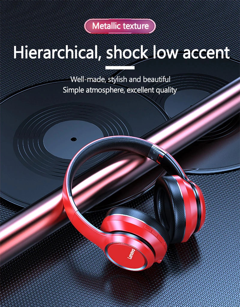 Lenovo HD200 Bluetooth Wireless Headphones – Noise Cancelling Over-Ear Gaming Headset with HiFi Stereo Sound & Microphone