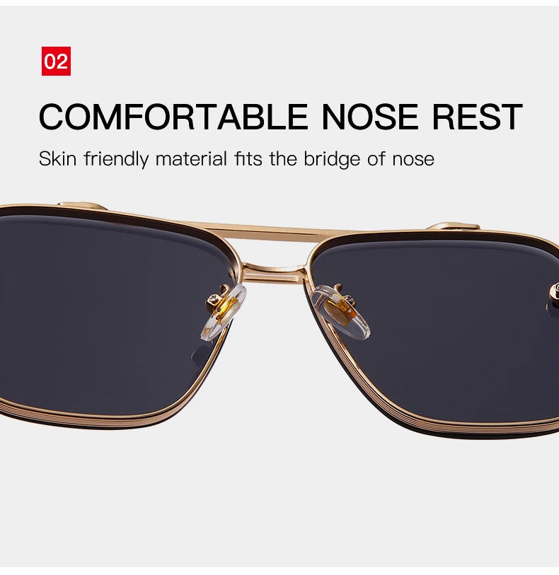 Classic Square Sunglasses Cool Men Vintage Luxury Brand Design Metal Sun Glasses Women Shades UV400 Oculos De Sol