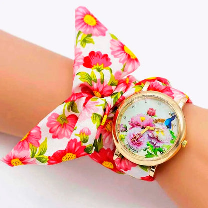 Shsby 2020 Women's Watches Fashion Floral Cloth Ladies Watches Flower Bracelet Clock Dress Wristwatch Luxury Relogio Feminino