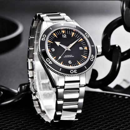 Custom Logo NH35 Movement Watch 10bars Mens 41mm Sapphire Ceramic Bezel Male Mechanical Clock Diver Sports Automatic Wristwatch