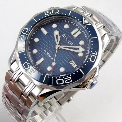 BLIGER Luxury 41mm Mechancial Men Watch Sapphire Glass NH35AMIYOTA PT5000 Movement Steel Bracelet Ceramic Bezel Date Function
