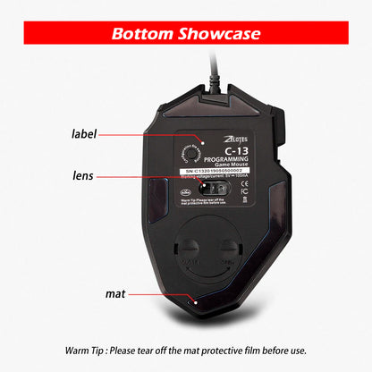 ZELOTES C-13 RGB Gaming Mouse, 10000 DPI Wired Gaming Mouse with 13 Programmable Buttons, RGB Backlit USB Gaming Mouse for PC & Desktop