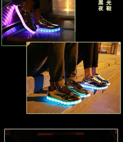 Men Shoes Glowing Light Led Women Spring Fashion Casual Sport Lamp Party Golden Silver Boots Luminous Dancing Flats Sneaker