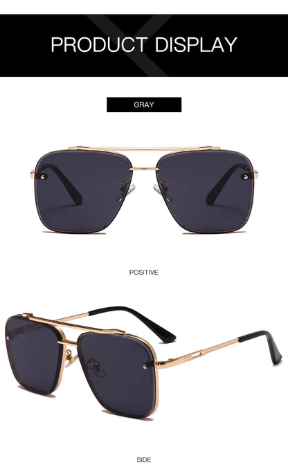 Classic Square Sunglasses Cool Men Vintage Luxury Brand Design Metal Sun Glasses Women Shades UV400 Oculos De Sol