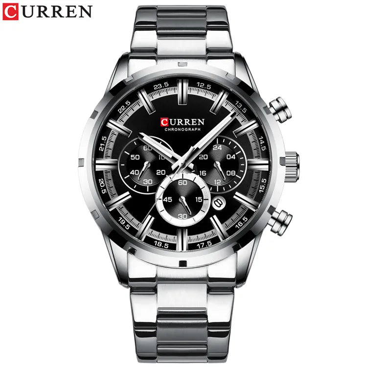 Curren Herrenuhr mit blauem Zifferblatt, Edelstahlarmband und Datumsanzeige – wasserdichte Business-Armbanduhr für Herren im Luxus-Stil