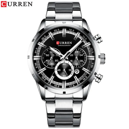 Curren Herrenuhr mit blauem Zifferblatt, Edelstahlarmband und Datumsanzeige – wasserdichte Business-Armbanduhr für Herren im Luxus-Stil