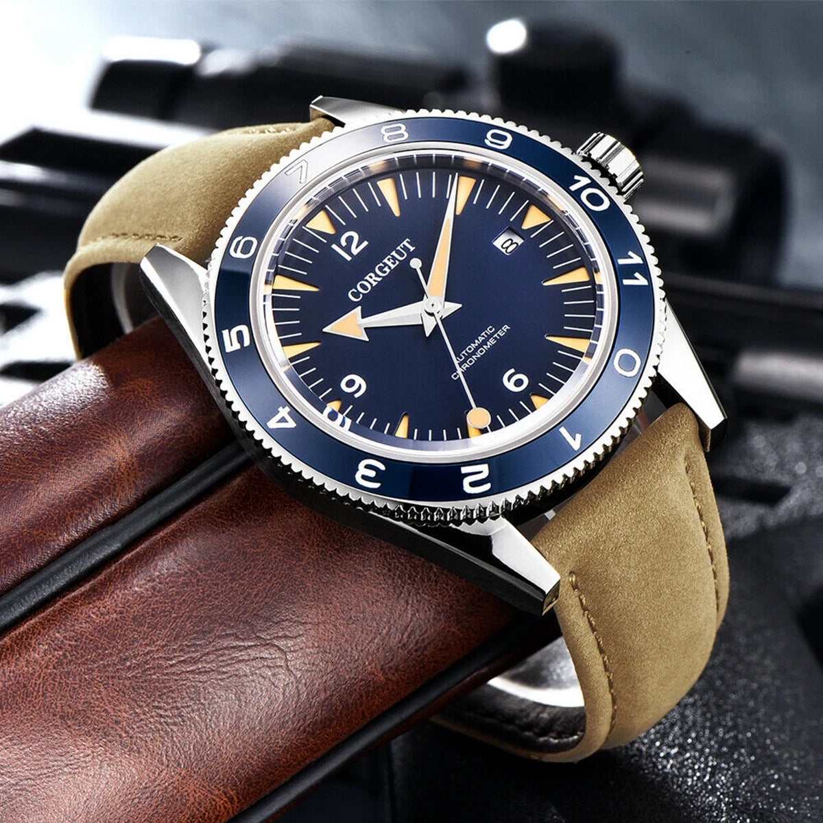 Custom Logo NH35 Movement Watch 10bars Mens 41mm Sapphire Ceramic Bezel Male Mechanical Clock Diver Sports Automatic Wristwatch