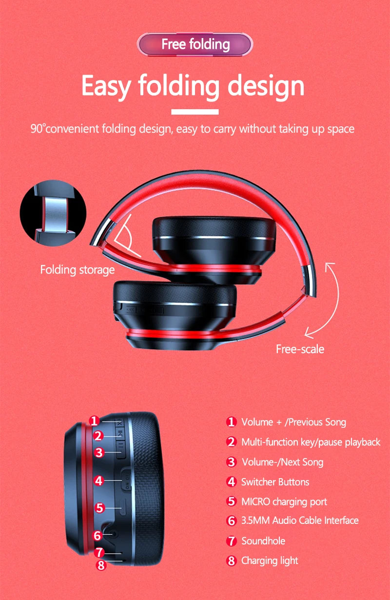 Lenovo HD200 Bluetooth Wireless Headphones – Noise Cancelling Over-Ear Gaming Headset with HiFi Stereo Sound & Microphone