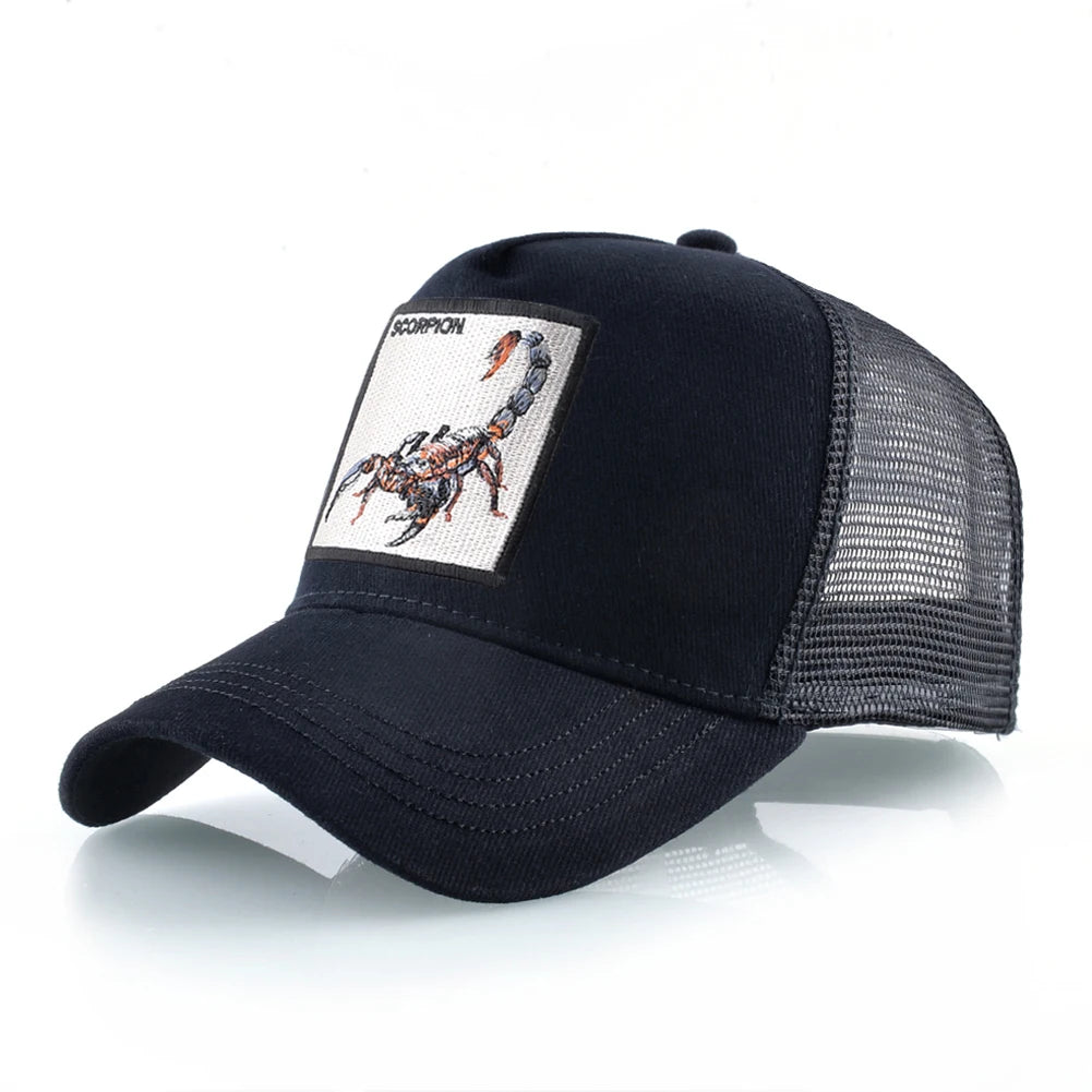 Streetwear Trucker Caps With Scorpion Patch Men's Snapback Hip Hop Baseball Cap For Women Four Seasons Fashion Casquette Hats