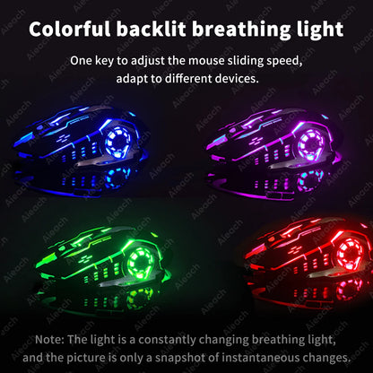 Rechargeable Wireless Gaming Mouse Bluetooth Silent Computer Mouse with RGB Backlight, USB Dual Mode, 6 Buttons, Adjustable DPI for PC, Laptop & Gaming