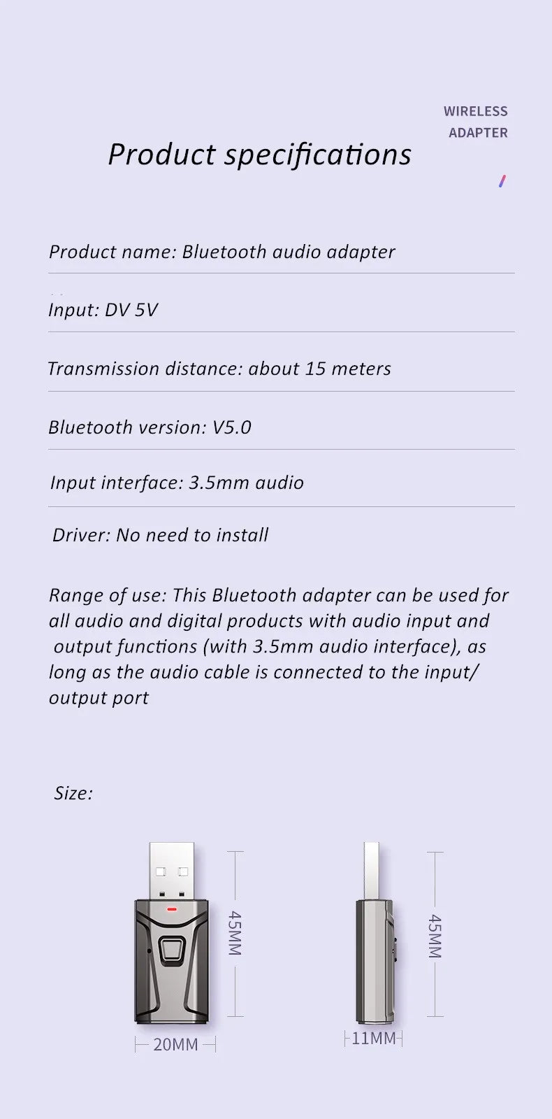 Wireless TV Headphones Bluetooth 5.0 with USB Adapter, Foldable Stereo Wireless TV Headphones with Mic for Samsung Smart TV, PC, Laptop & Music