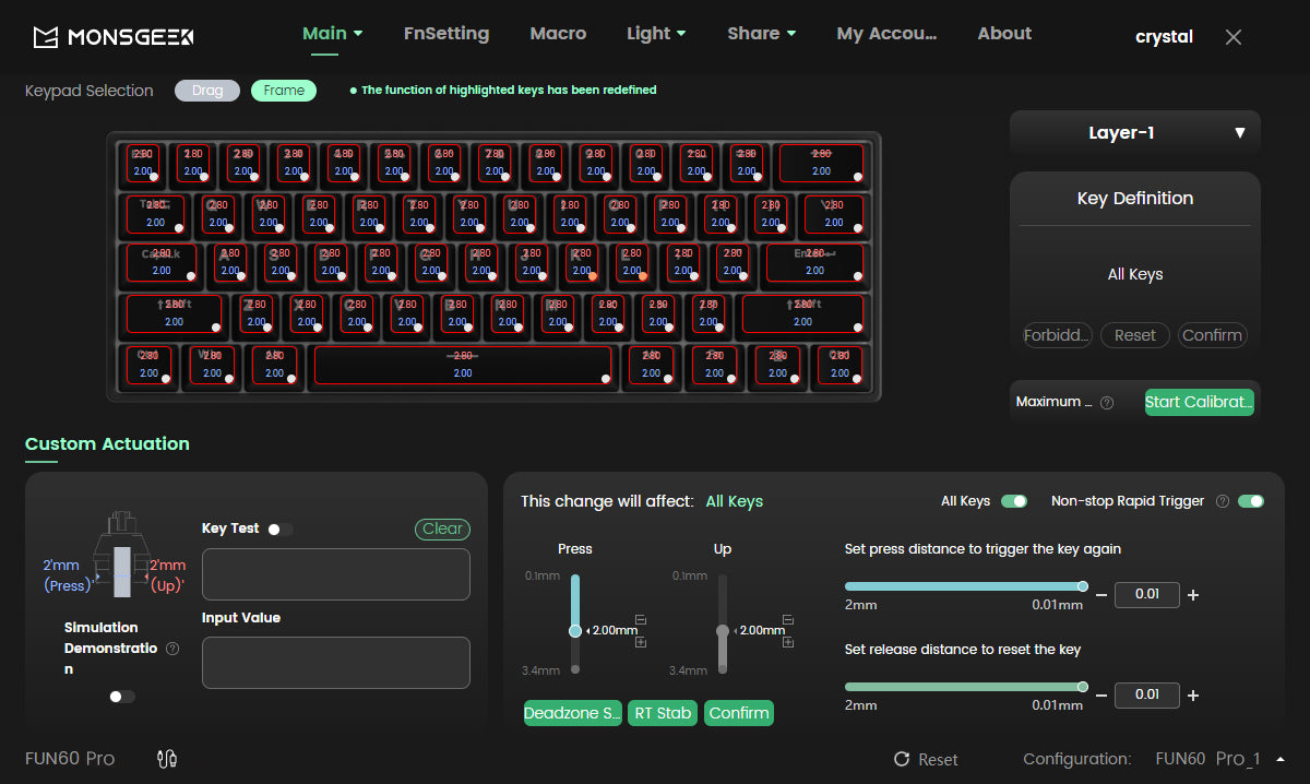 Akko MonsGeek FUN60 Magnetic Switch Mechanical Keyboard 60% Gaming Keyboard with Rapid Trigger 0.01mm, 8K Polling Rate, ARGB, Custom Mechanical Keyboard