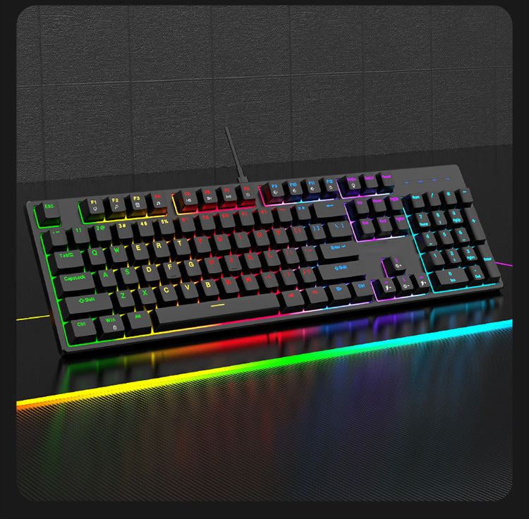KEBIDUMEI RGB Mechanical Keyboard USB Wired Gaming Keyboard 104Keys Hot Swappable Ergonomic Keyboard Computer Accessories For PC