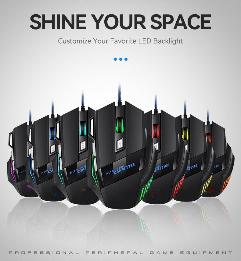 USB Wired Gaming Mouse RGB 2400 DPI Ergonomic Optical Mouse with 7 Buttons, RGB Backlit USB Wired Gaming Mouse for PC, Laptop & Office