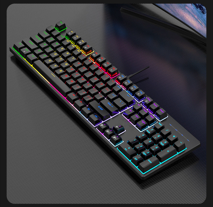 KEBIDUMEI RGB Mechanical Keyboard USB Wired Gaming Keyboard 104Keys Hot Swappable Ergonomic Keyboard Computer Accessories For PC