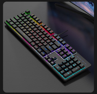KEBIDUMEI RGB Mechanical Keyboard USB Wired Gaming Keyboard 104Keys Hot Swappable Ergonomic Keyboard Computer Accessories For PC