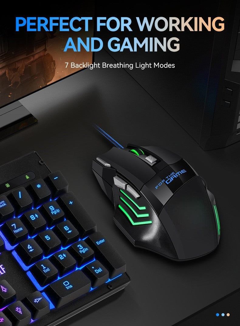 USB Wired Gaming Mouse RGB 2400 DPI Ergonomic Optical Mouse with 7 Buttons, RGB Backlit USB Wired Gaming Mouse for PC, Laptop & Office