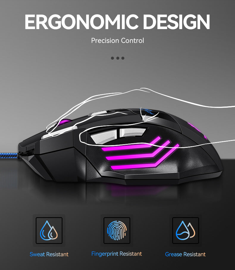 USB Wired Gaming Mouse RGB 2400 DPI Ergonomic Optical Mouse with 7 Buttons, RGB Backlit USB Wired Gaming Mouse for PC, Laptop & Office